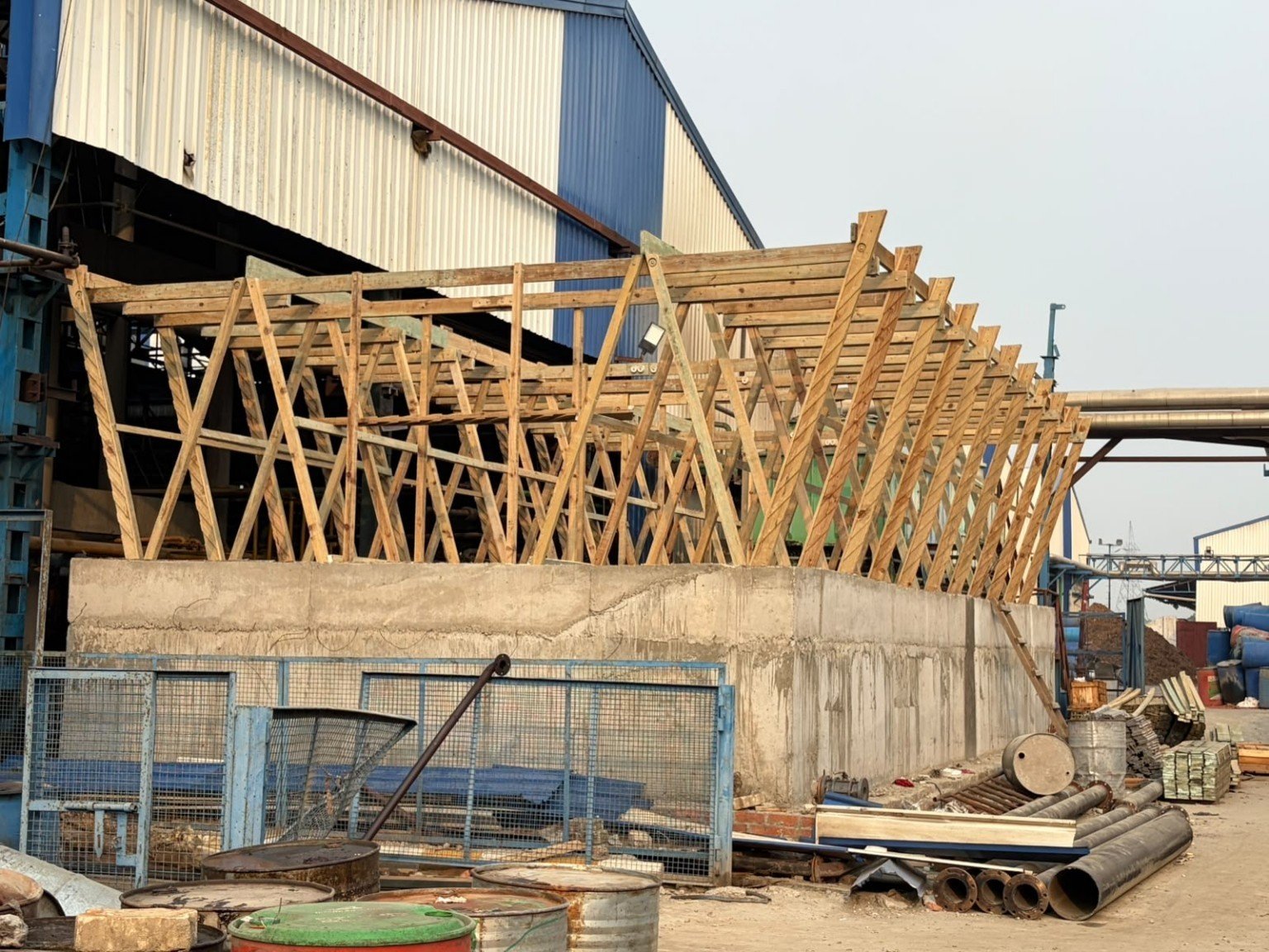 Cooling tower structure during site work